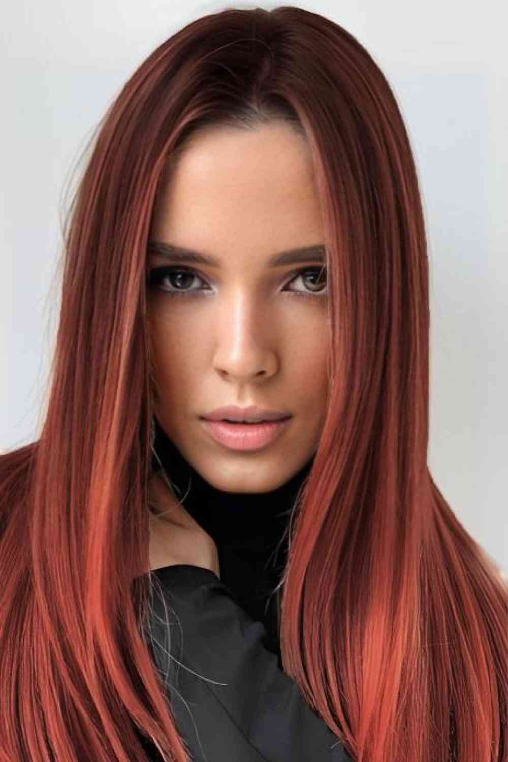 13*2" Full-Machine Wigs Synthetic Mid-Length Straight 27" - TRENDMELO