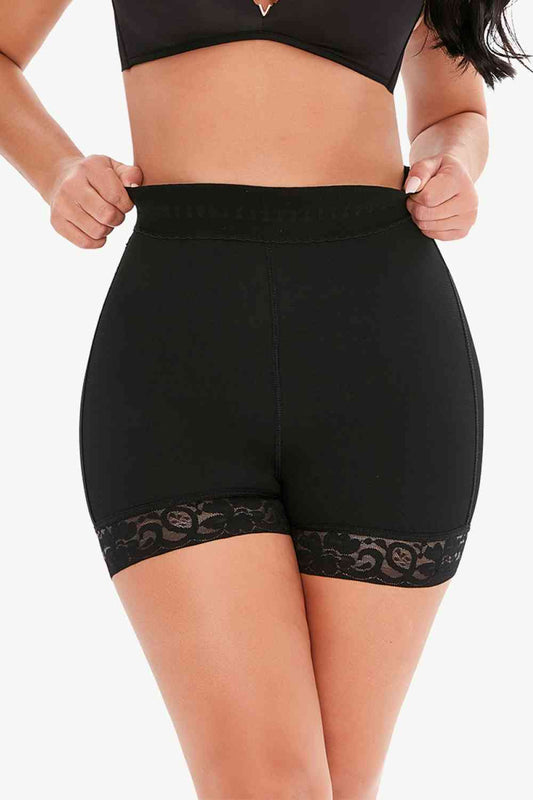 Full Size Pull-On Lace Trim Shaping Shorts - TRENDMELO