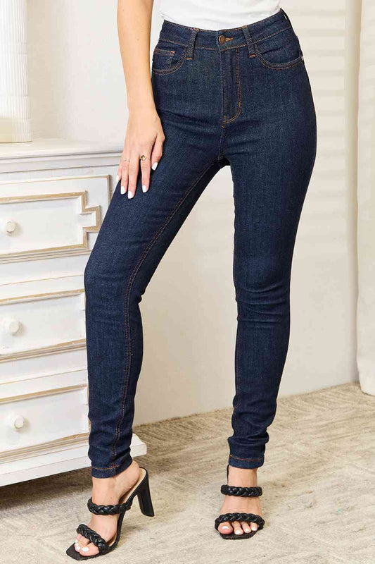 Judy Blue Full Size High Waist Pocket Embroidered Skinny Jeans - TRENDMELO