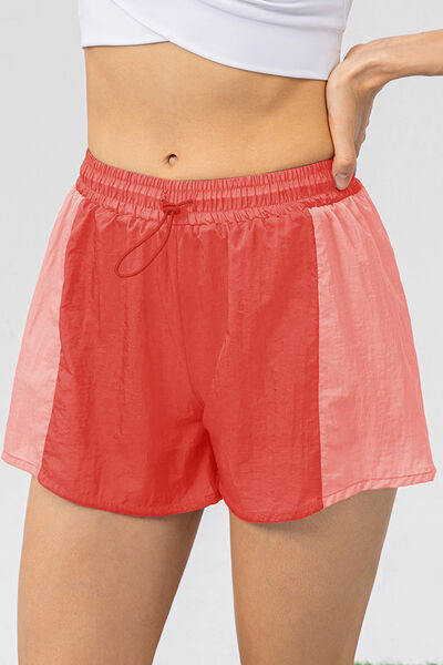 Color Block Drawstring Active Shorts - TRENDMELO