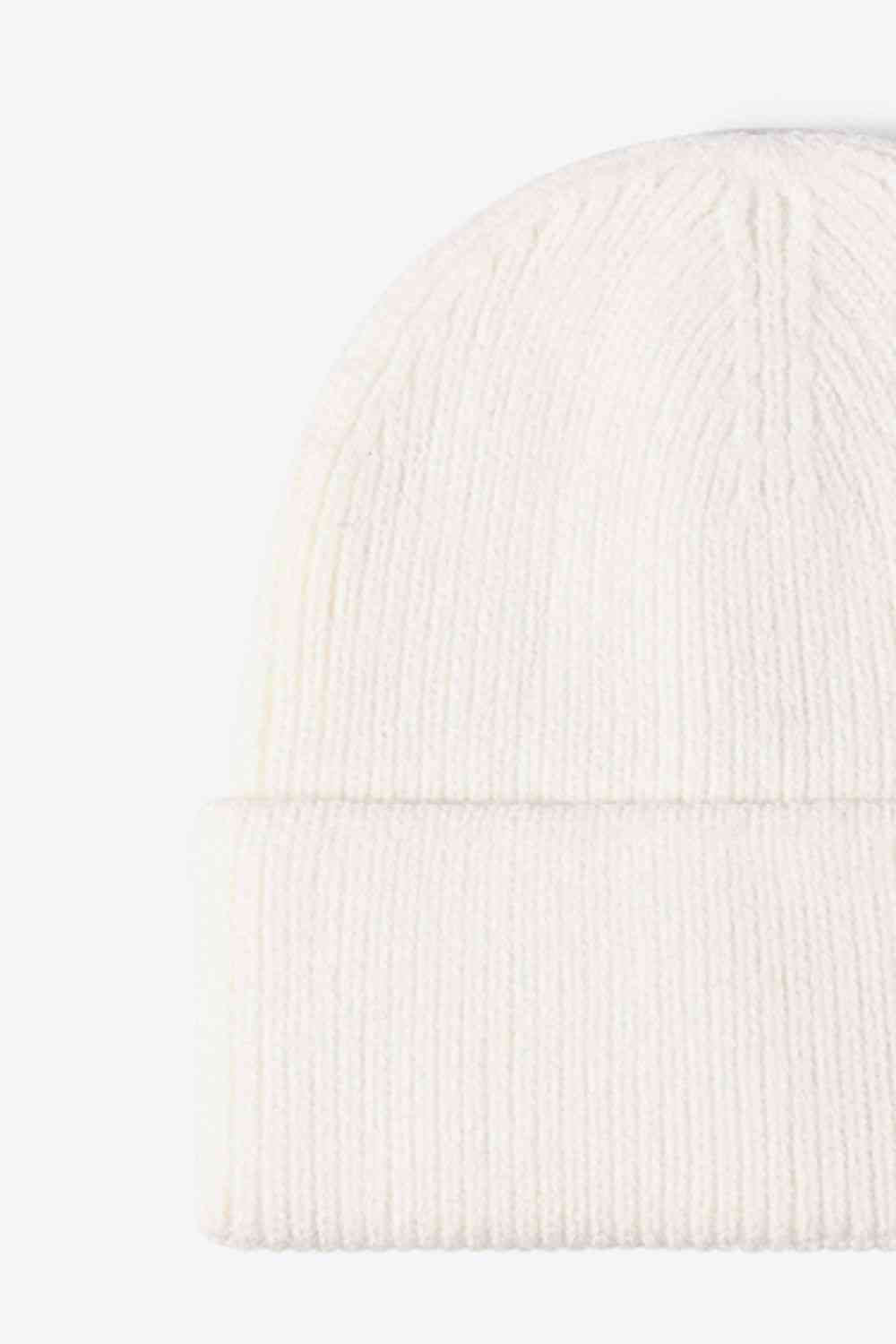 Letter N Patch Cuffed Knit Beanie - TRENDMELO