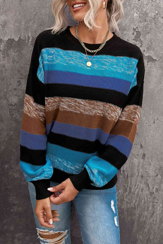 Cozy For Keeps Color Block Drop Shoulder Sweater - TRENDMELO