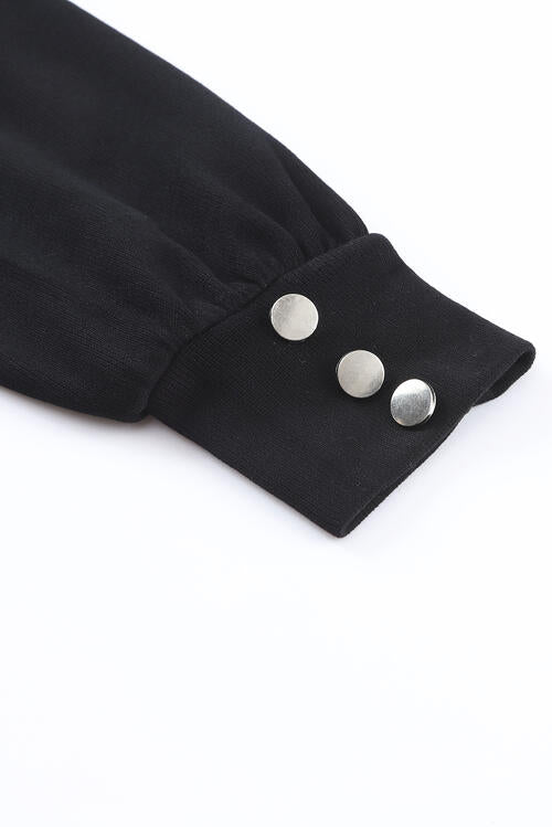 V-Neck Buttoned Long Sleeve Knit Top - TRENDMELO
