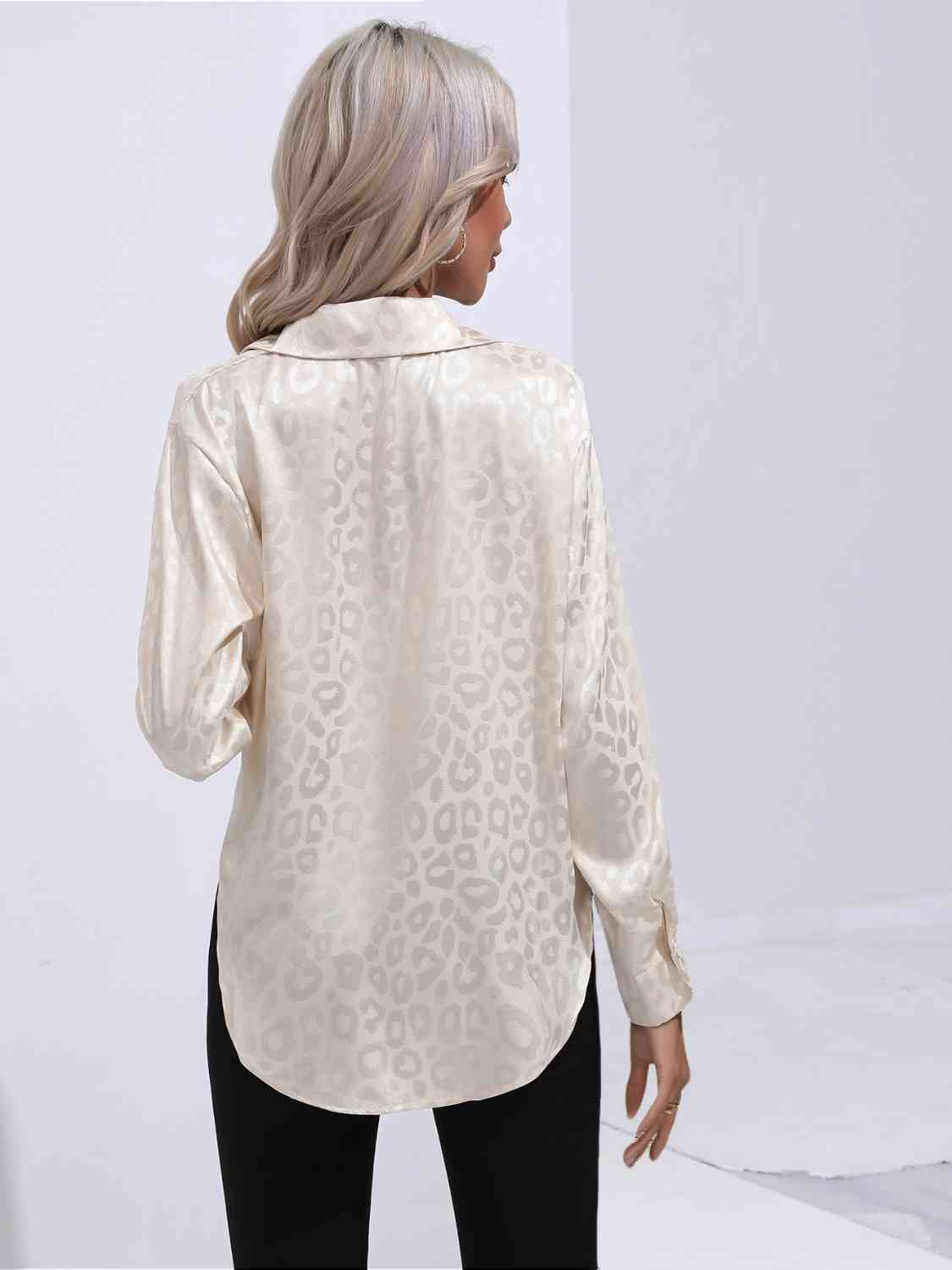 Printed Collared Neck Buttoned Shirt - TRENDMELO