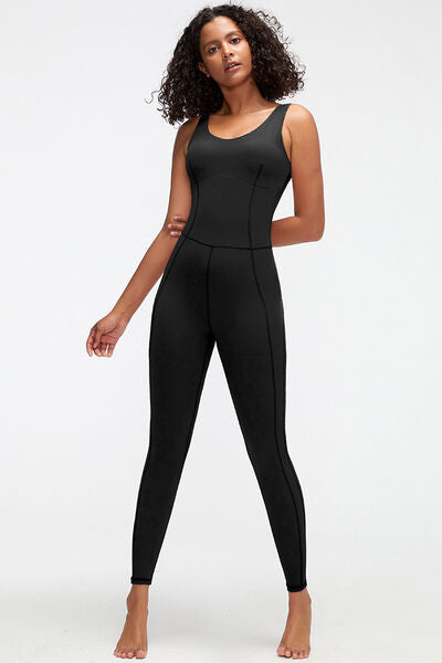 Crisscross Wide Strap Active Jumpsuit - TRENDMELO