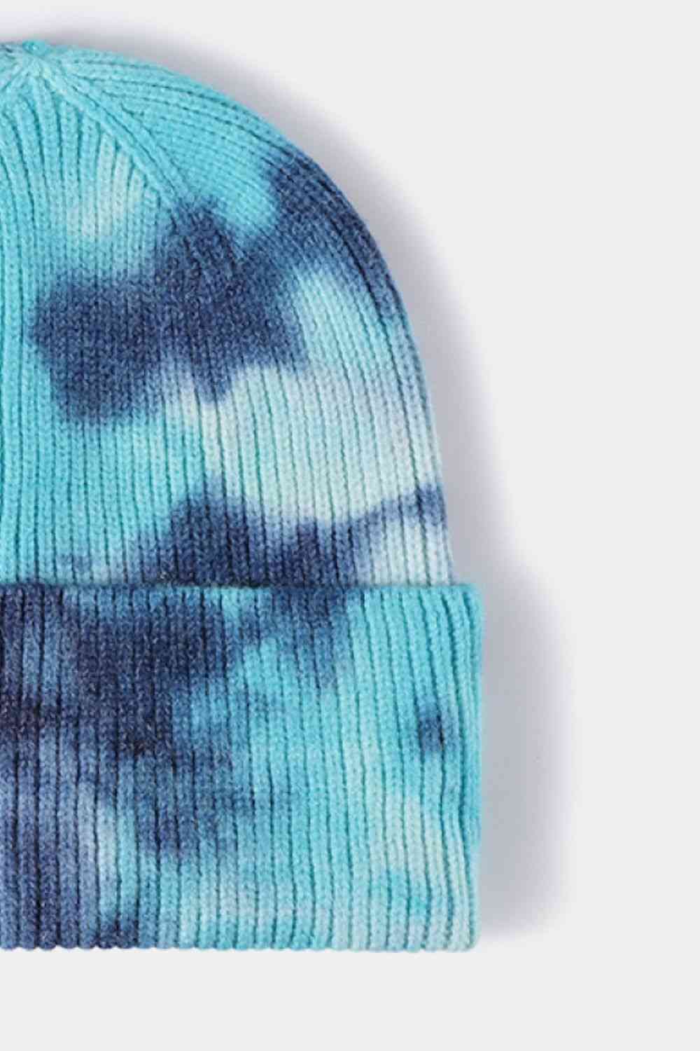 Tie-Dye Cuffed Rib-Knit Beanie Hat - TRENDMELO