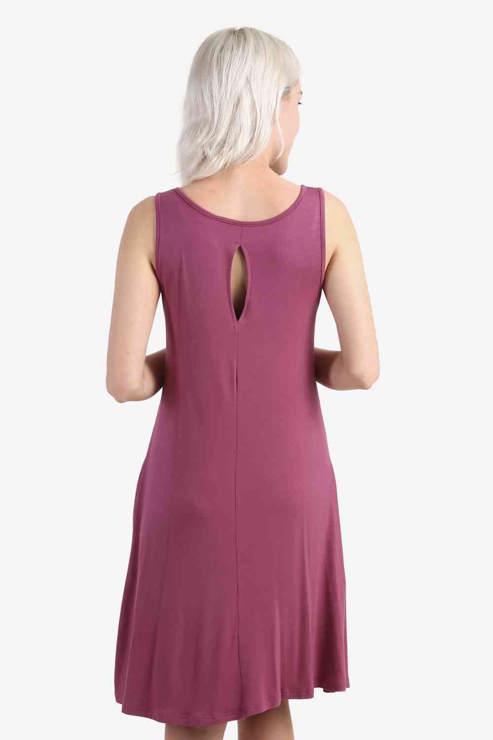 Cutout Scoop Neck Sleeveless Dress with Pockets - TRENDMELO