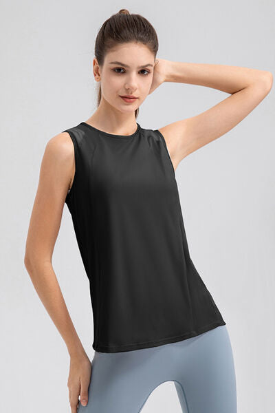 Round Neck Wide strap Active Tank - TRENDMELO