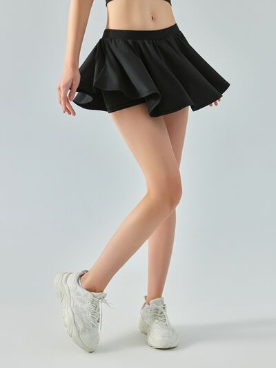 Elastic Waist Mini Active Skirt - TRENDMELO