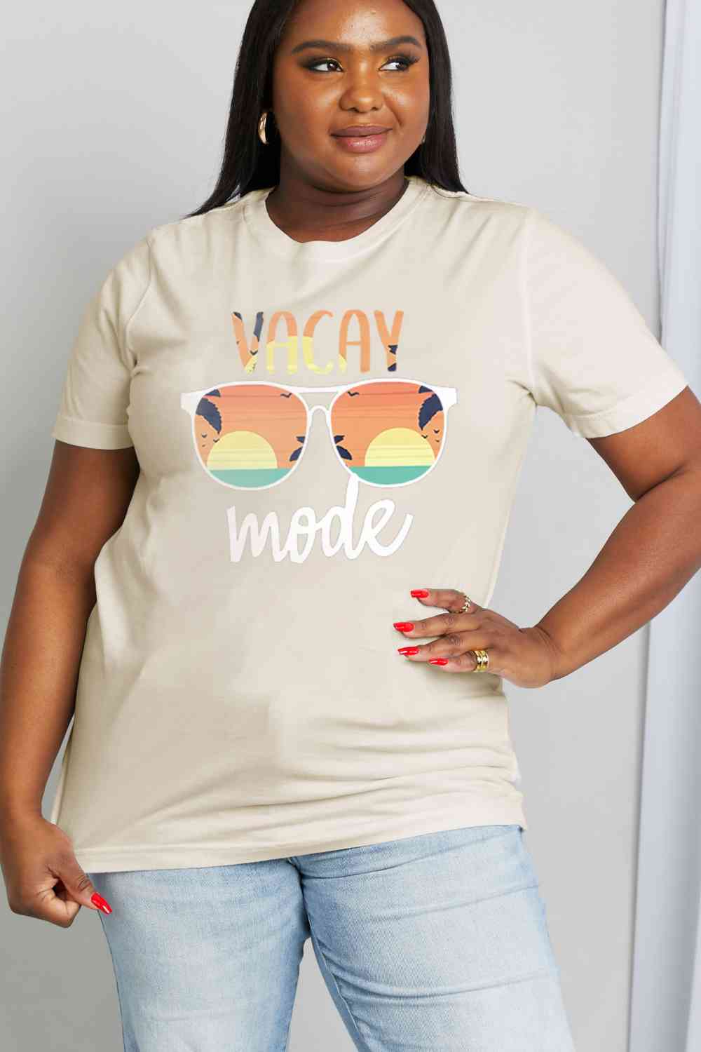 Simply Love Full Size VACAY MODE Graphic Cotton Tee - TRENDMELO