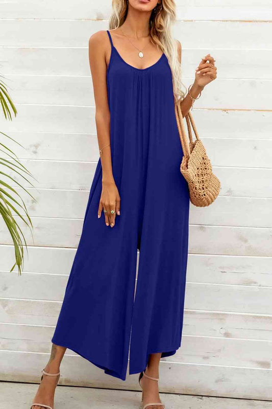 Spaghetti Strap Scoop Neck Jumpsuit - TRENDMELO