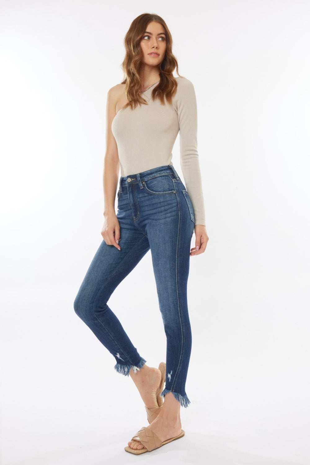 Kancan Raw Hem High Waist Cropped Jeans - TRENDMELO