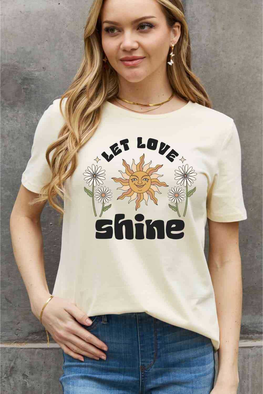 Simply Love Full Size LET LOVE SHINE Graphic Cotton Tee - TRENDMELO