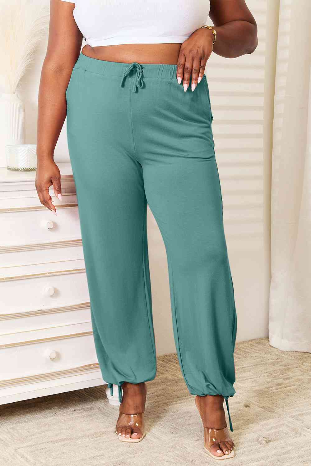 Basic Bae Full Size Soft Rayon Drawstring Waist Pants with Pockets - TRENDMELO