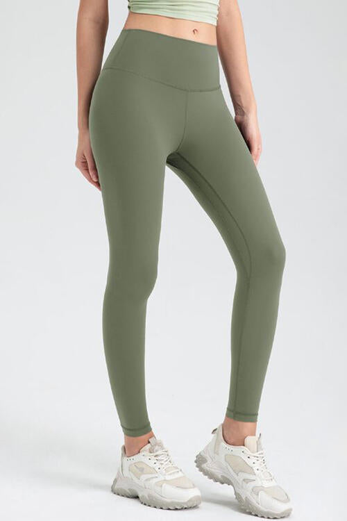 Wide Waistband Slim Fit Active Leggings - TRENDMELO