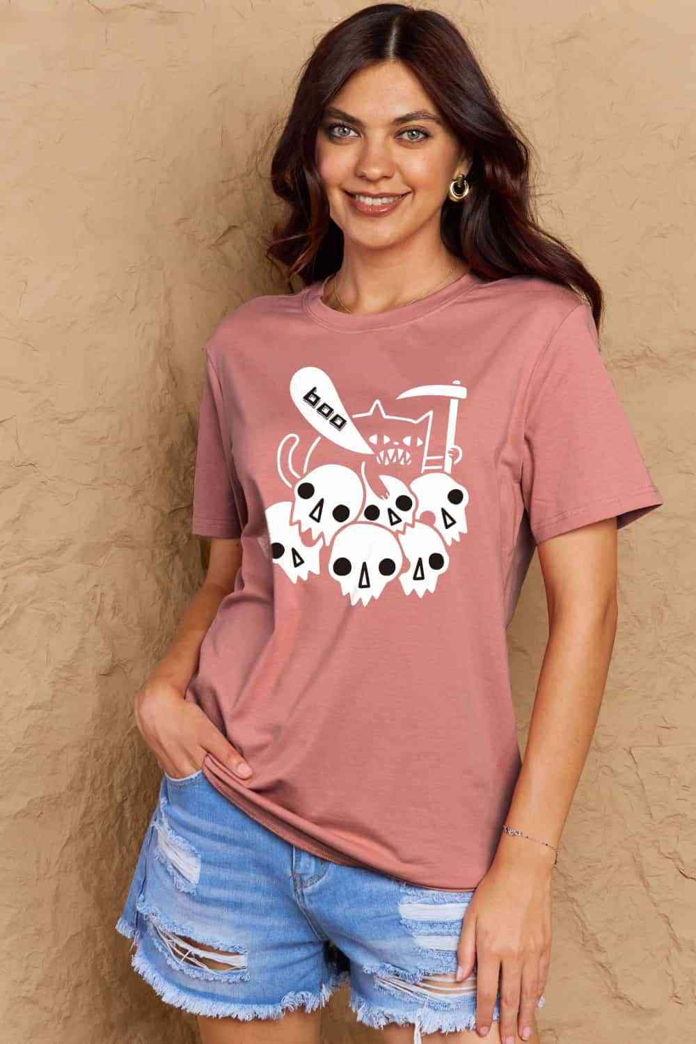 Simply Love Full Size Graphic BOO Cotton T-Shirt - TRENDMELO