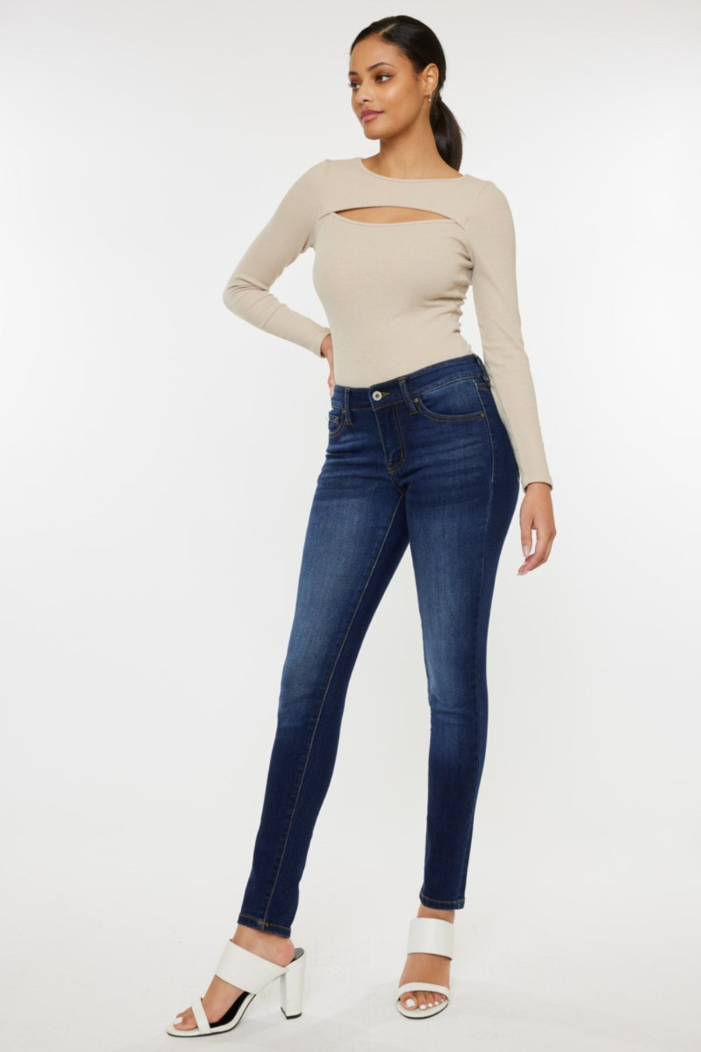 Kancan Mid Rise Gradient Skinny Jeans - TRENDMELO