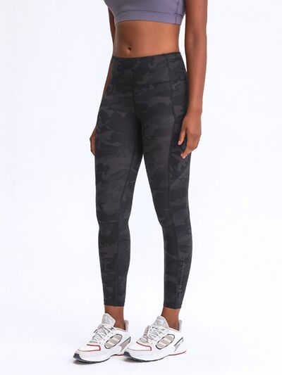 Double Take Wide Waistband Leggings with Pockets - TRENDMELO