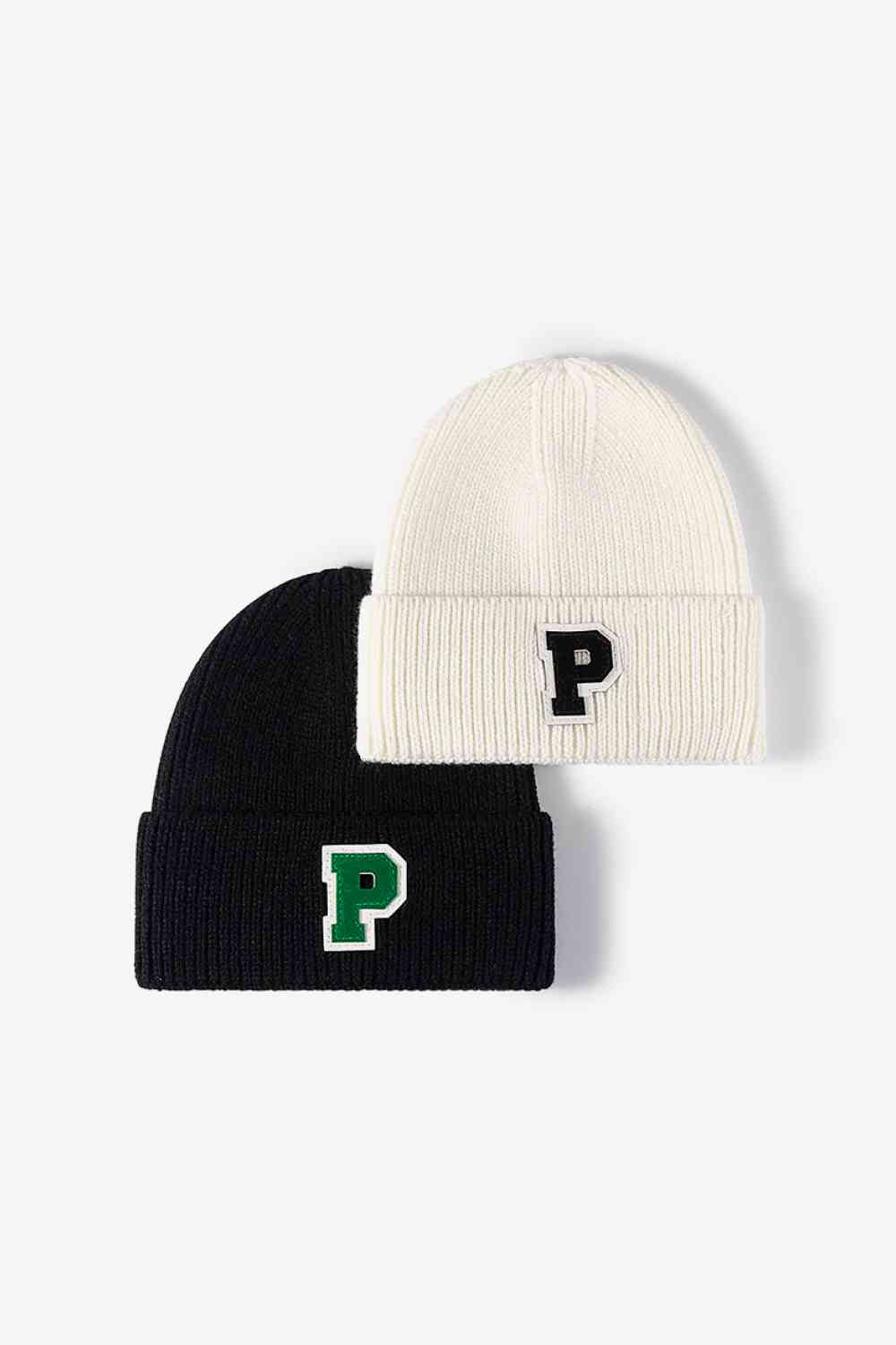 Letter Patch Cuffed Knit Beanie - TRENDMELO