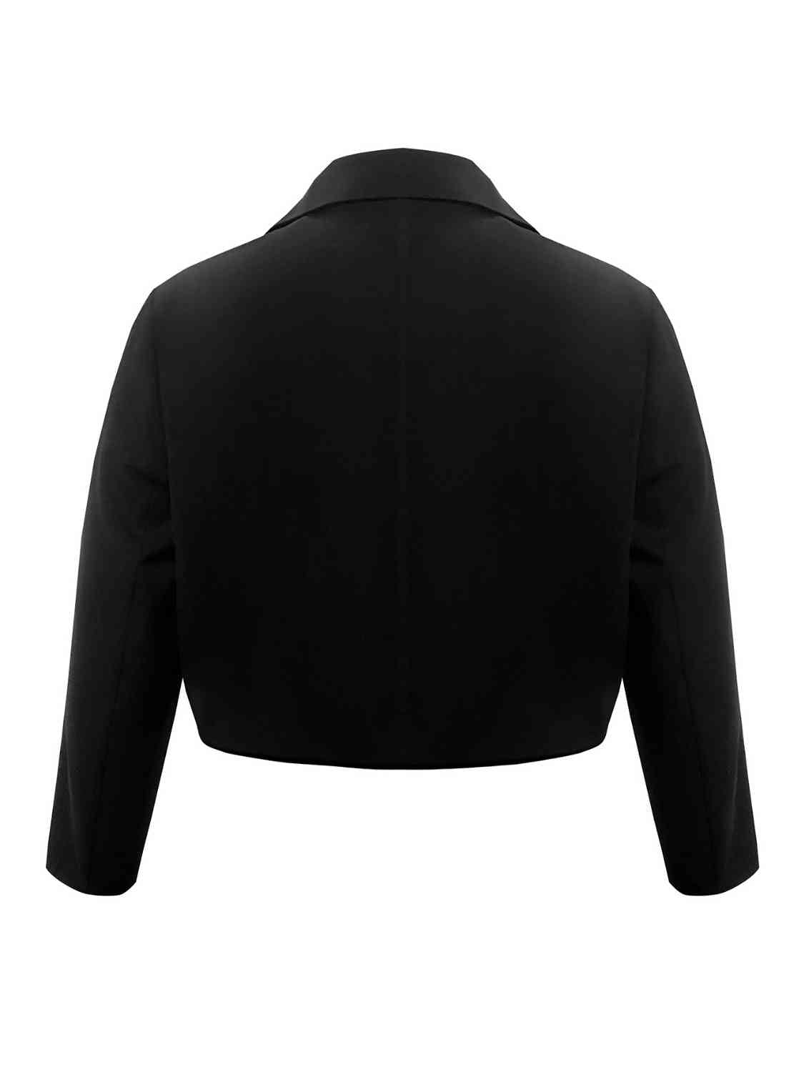 Plus Size Buttoned Lapel Collar Long Sleeve Blazer - TRENDMELO