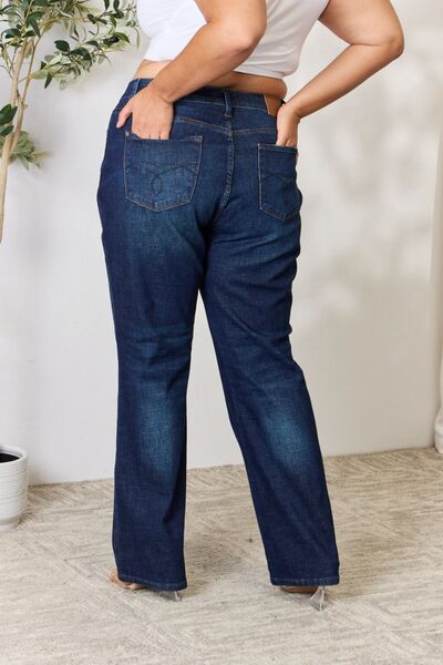 Judy Blue Full Size Button-Fly Straight Jeans - TRENDMELO