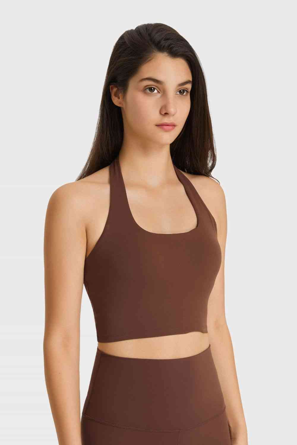 Breathable Halter Neck Sports Bra - TRENDMELO