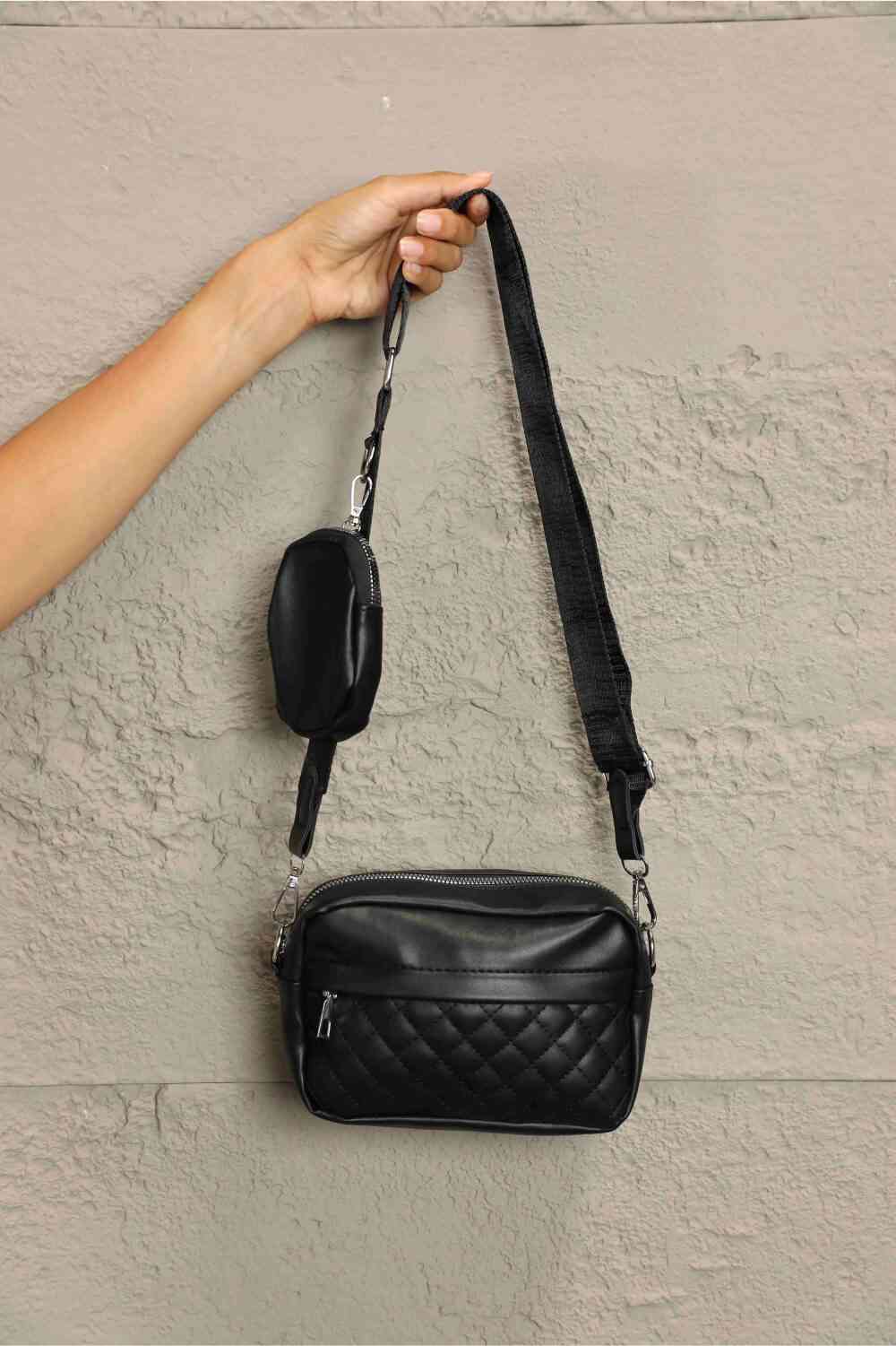 Adored PU Leather Shoulder Bag with Small Purse - TRENDMELO