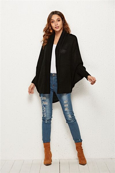 Open Front Batwing Sleeve Cardigan - TRENDMELO