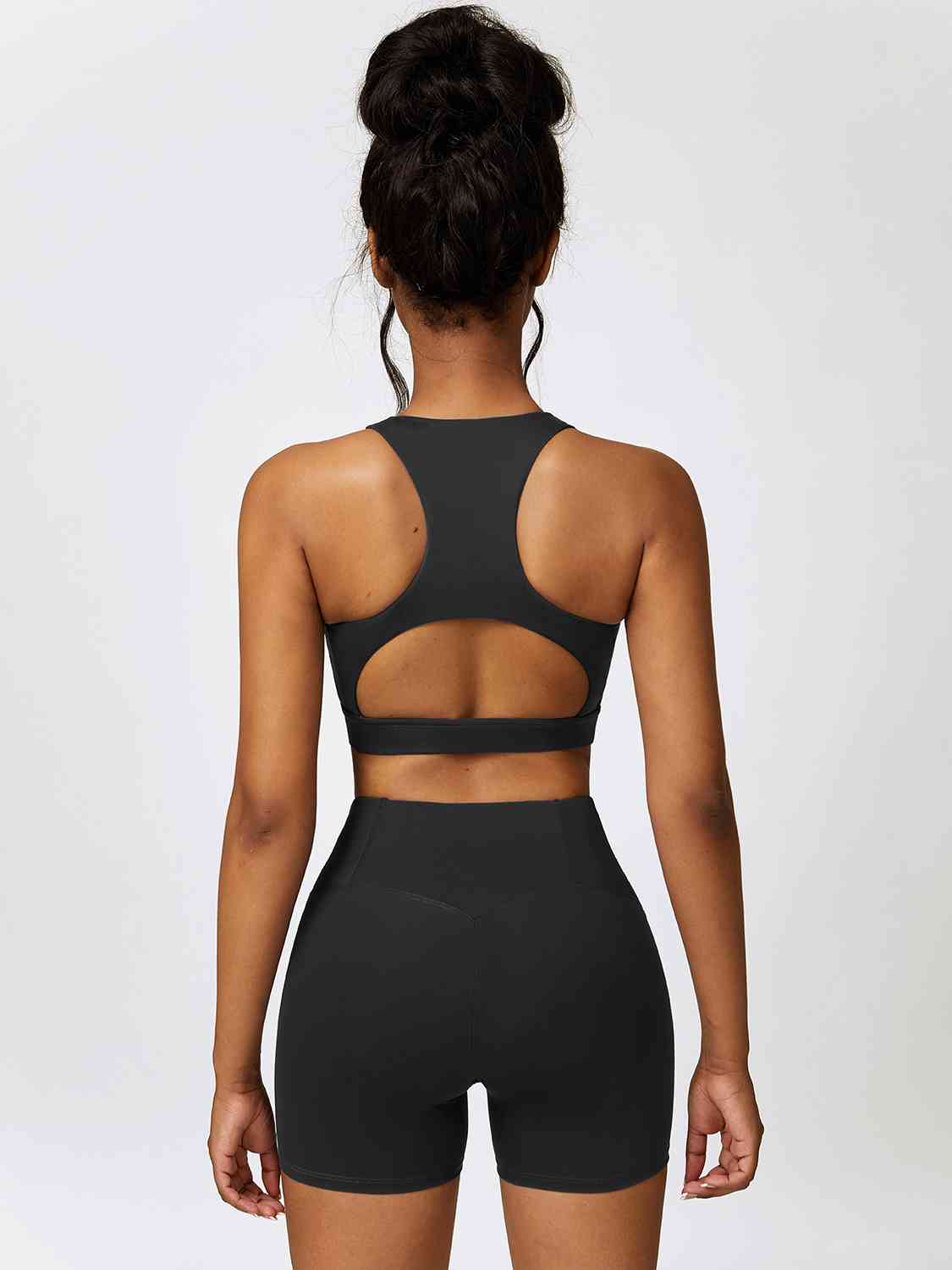 Cutout Cropped Sport Tank and Shorts Set - TRENDMELO