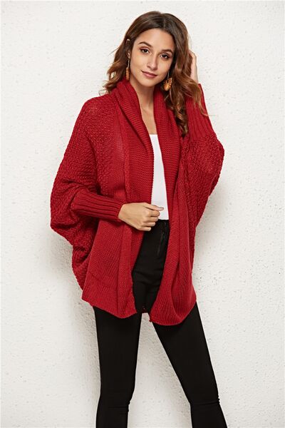 Open Front Batwing Sleeve Cardigan - TRENDMELO