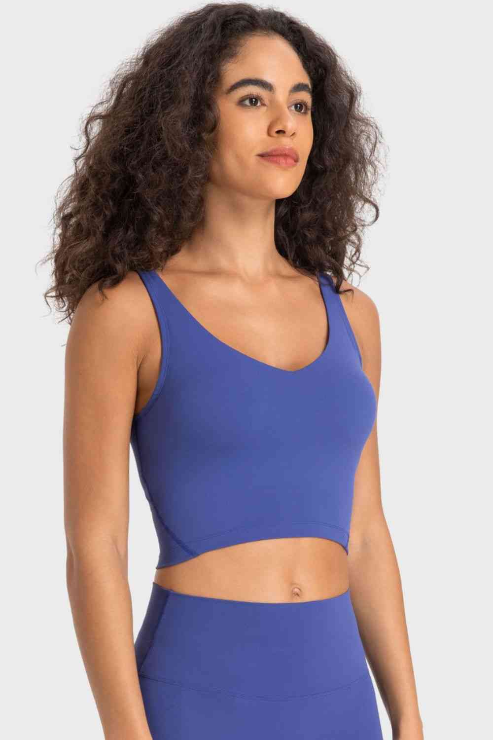 Deep V-Neck Crop Sports Bra - TRENDMELO