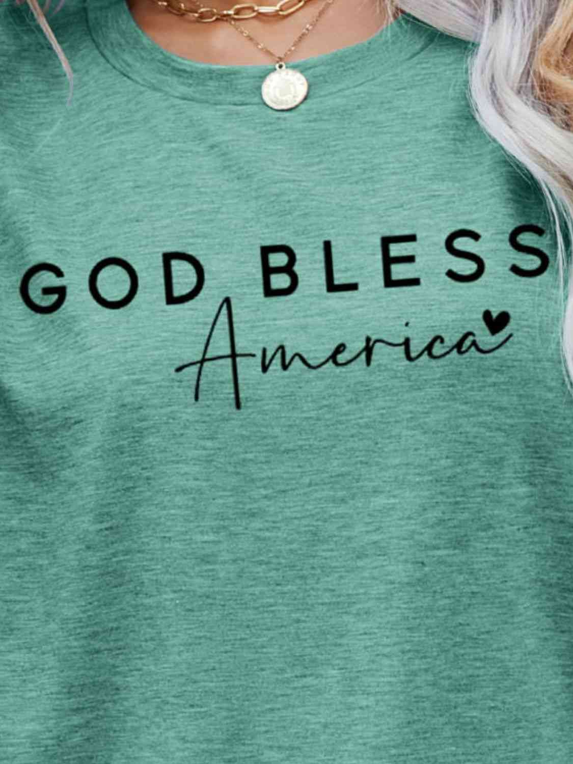 GOD BLESS AMERICA Graphic Short Sleeve Tee - TRENDMELO