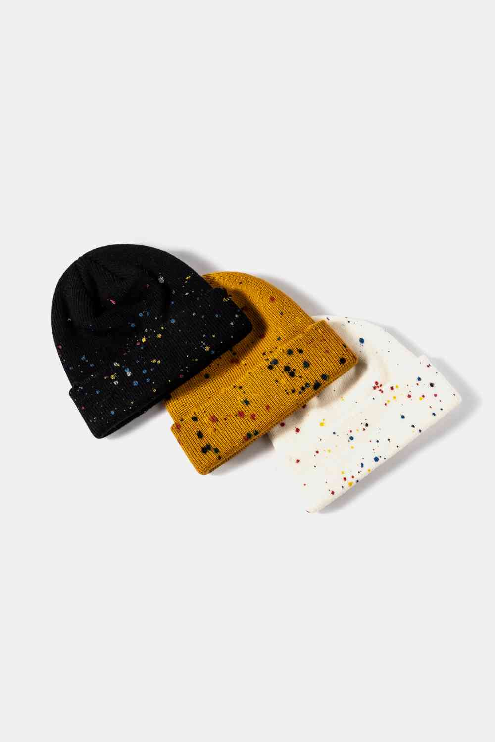 Confetti Rib-Knit Cuff Beanie - TRENDMELO