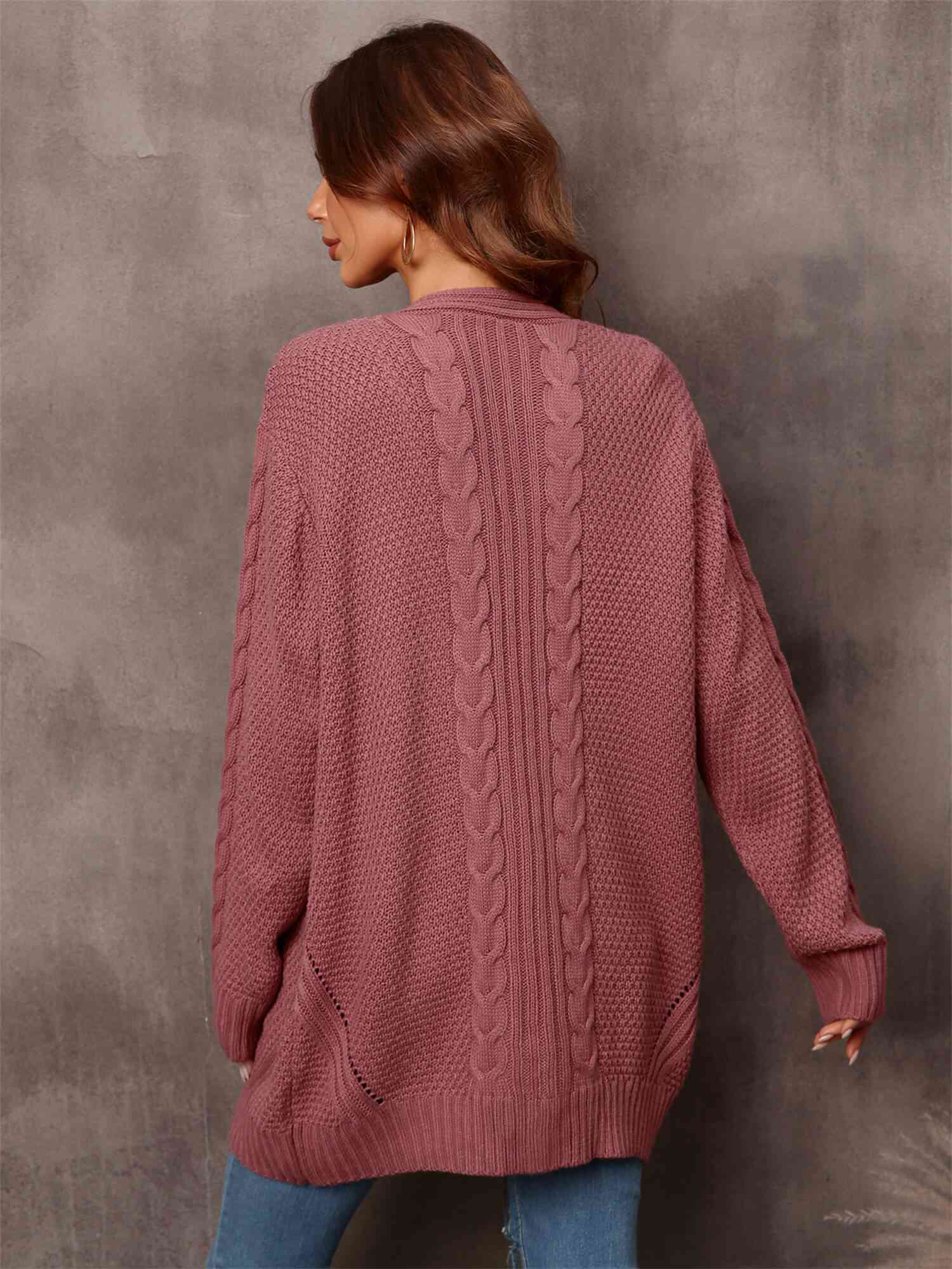 Warm Fall Mixed Knit Open Front Longline Cardigan - TRENDMELO