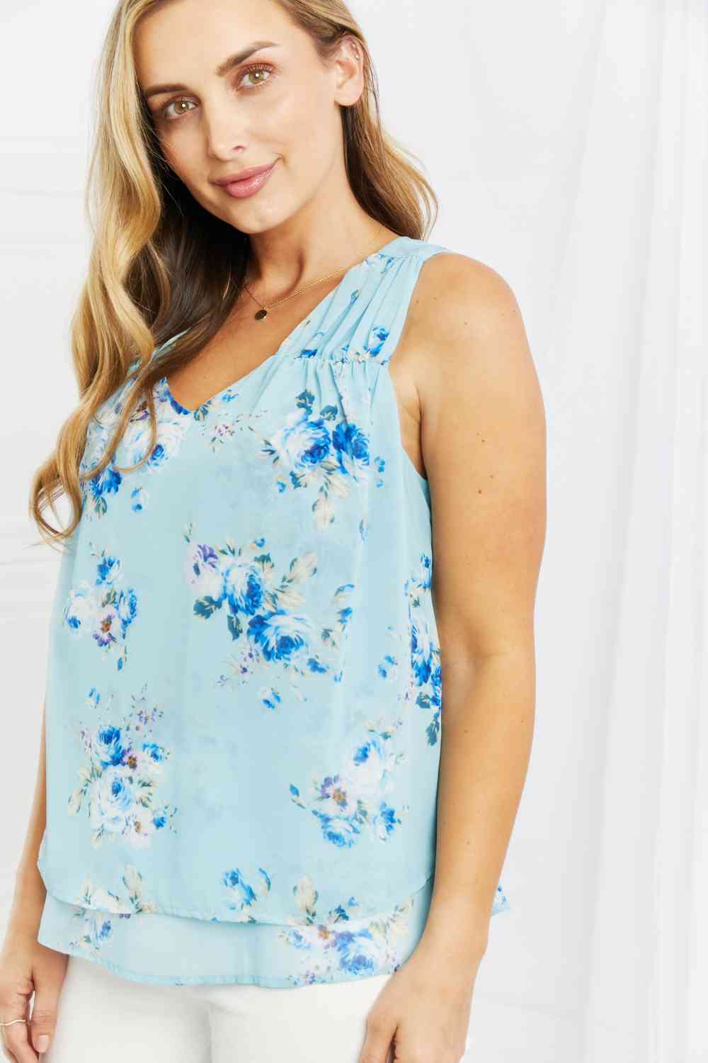 Sew In Love Off To Brunch Full Size Floral Tank Top - TRENDMELO
