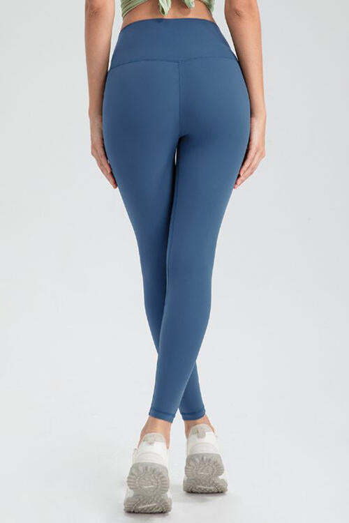 Wide Waistband Slim Fit Active Leggings - TRENDMELO