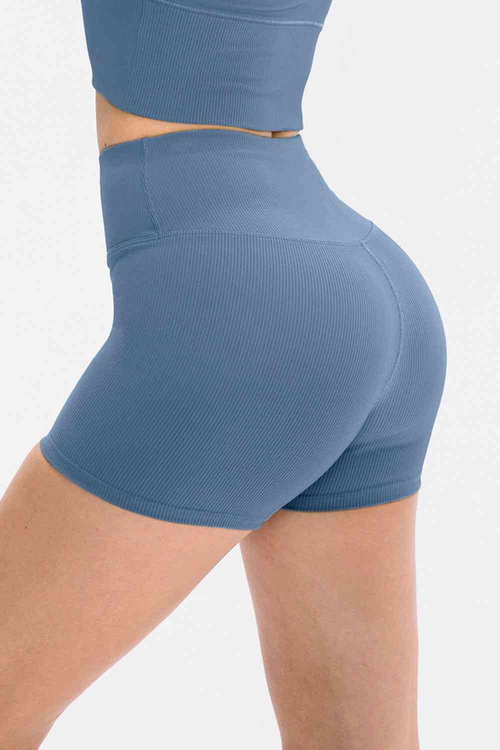 Slim Fit Wide Waistband Sports Shorts - TRENDMELO