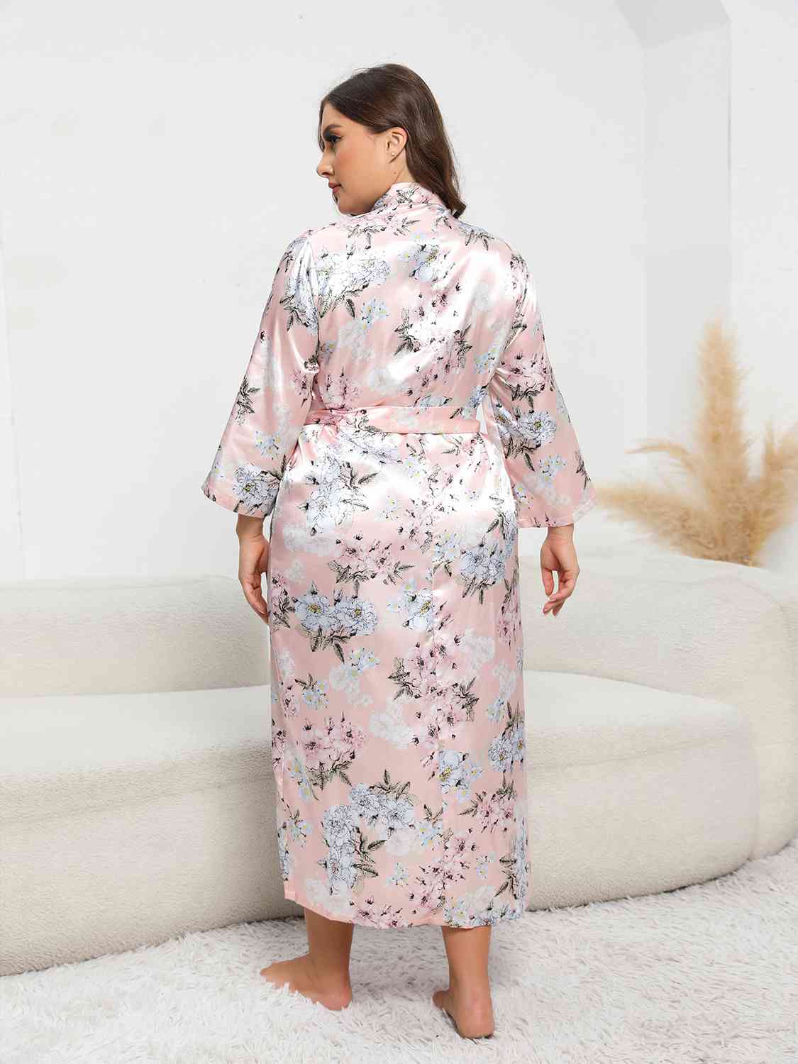 Plus Size Tie Waist Robe - TRENDMELO