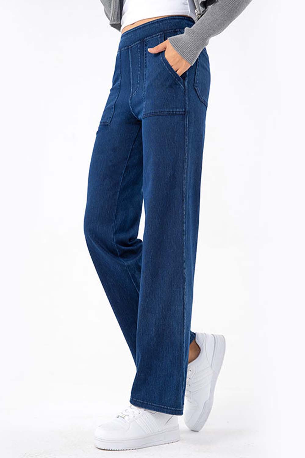 Pocketed Long Jeans - TRENDMELO