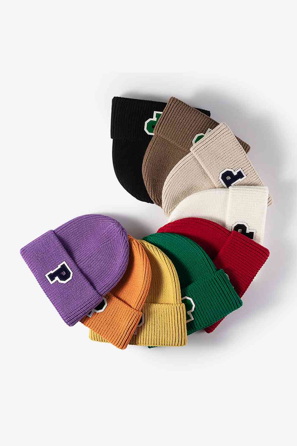 Letter Patch Cuffed Knit Beanie - TRENDMELO