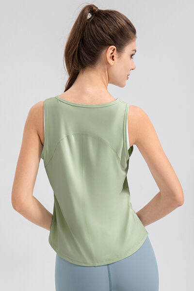 Wide Strap Round Neck Active Tank - TRENDMELO