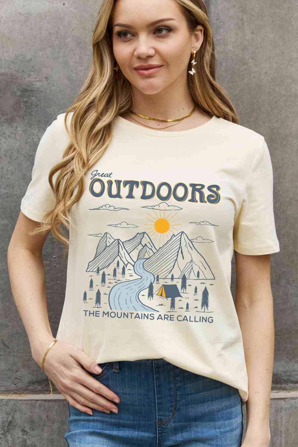 Simply Love Full Size GREAT OUTDOORS Graphic Cotton Tee - TRENDMELO