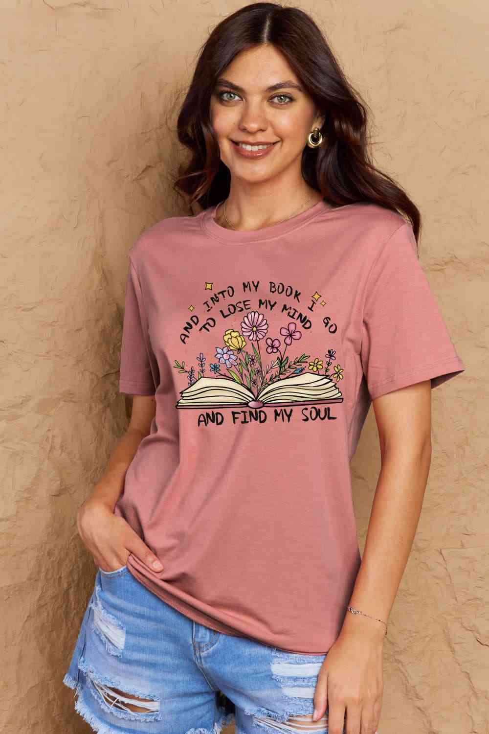 Simply Love Full Size Book & Flower Graphic Cotton Tee - TRENDMELO