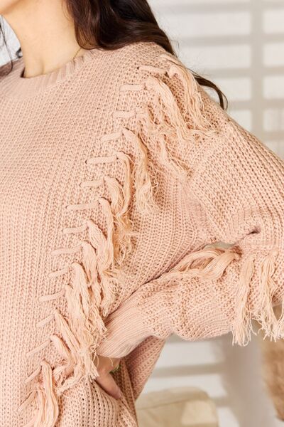 And The Why Tassel Detail Long Sleeve Sweater - TRENDMELO
