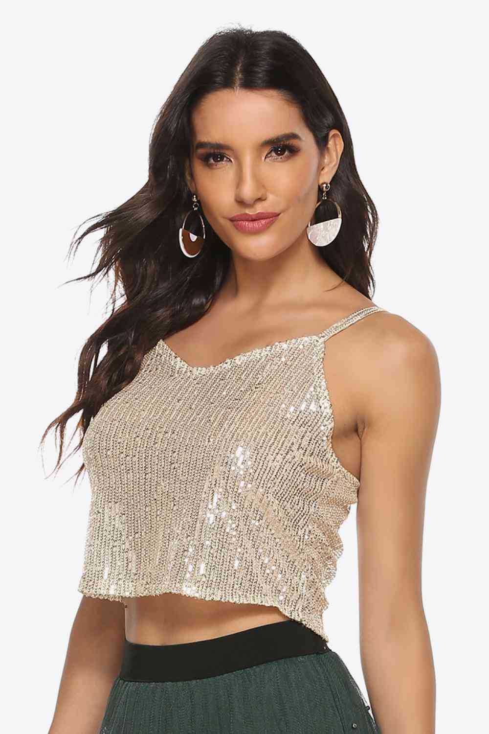 Sequin Cropped Cami - TRENDMELO