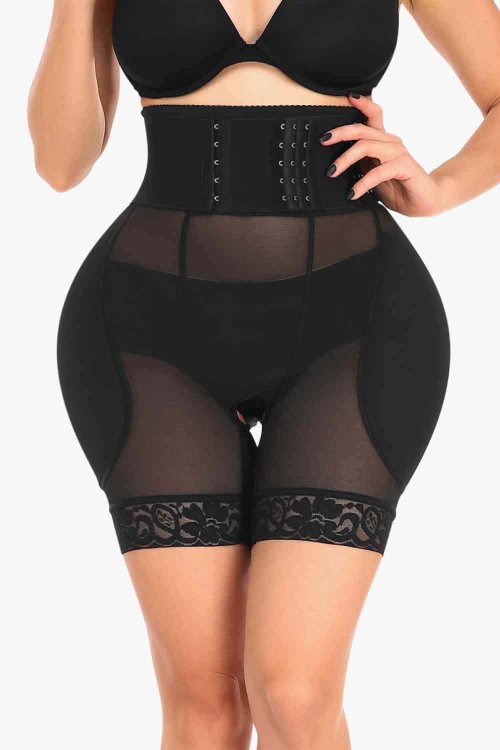 Full Size Breathable Lace Trim Shaping Shorts - TRENDMELO