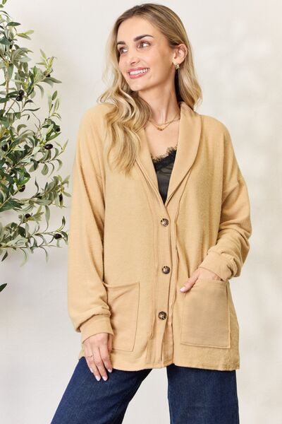 Heimish Full Size Button Up Long Sleeve Cardigan - TRENDMELO