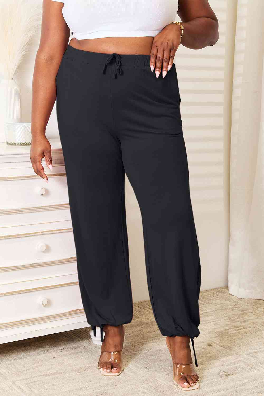 Basic Bae Full Size Soft Rayon Drawstring Waist Pants with Pockets - TRENDMELO