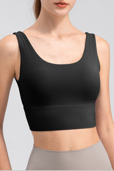 Scoop Neck Wide Strap Active Tank - TRENDMELO