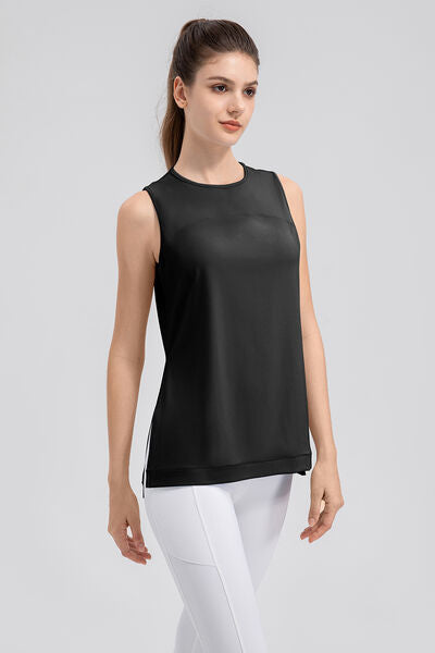 Slit Round Neck Tank - TRENDMELO